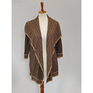 Cable & Gauge L Brown Waterfall Open Cardigan Women Brown Tan